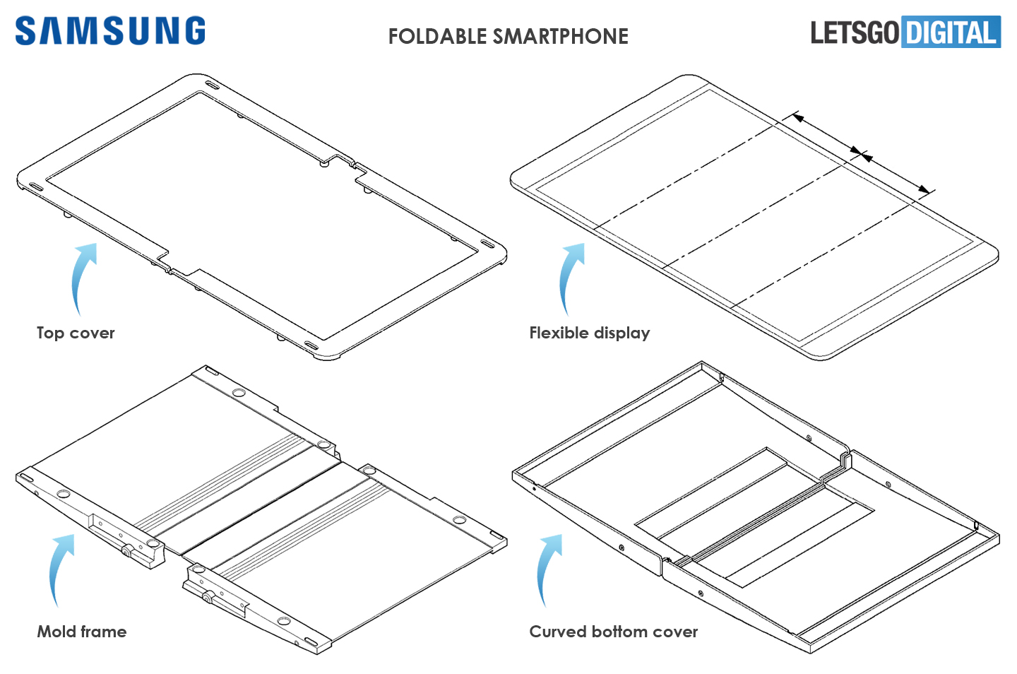 Opvouwbare Samsung telefoon ontwerp