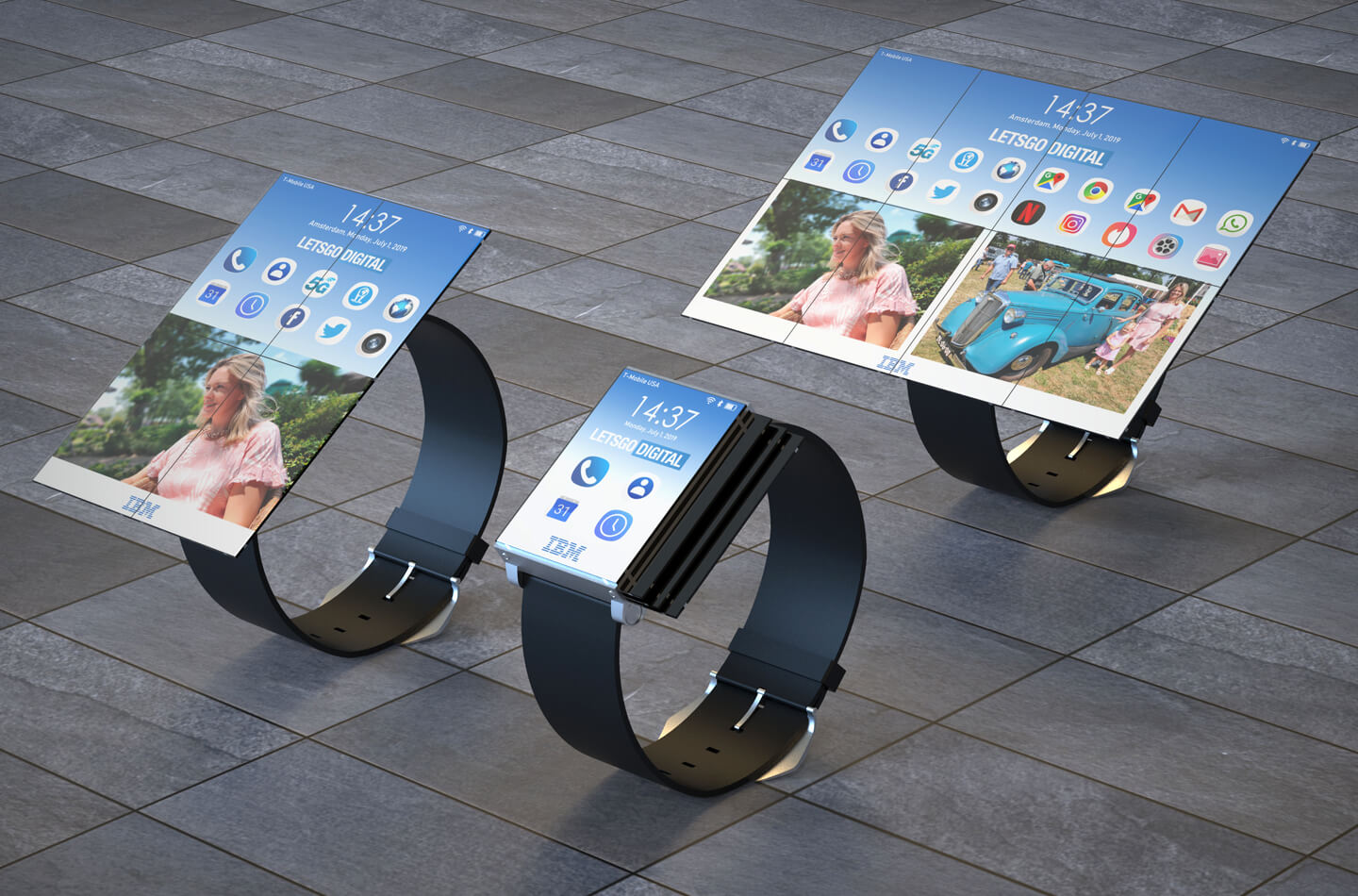 Vestiging Dynamiek kleermaker IBM smartwatch vouwt uit tot smartphone én tablet | LetsGoDigital