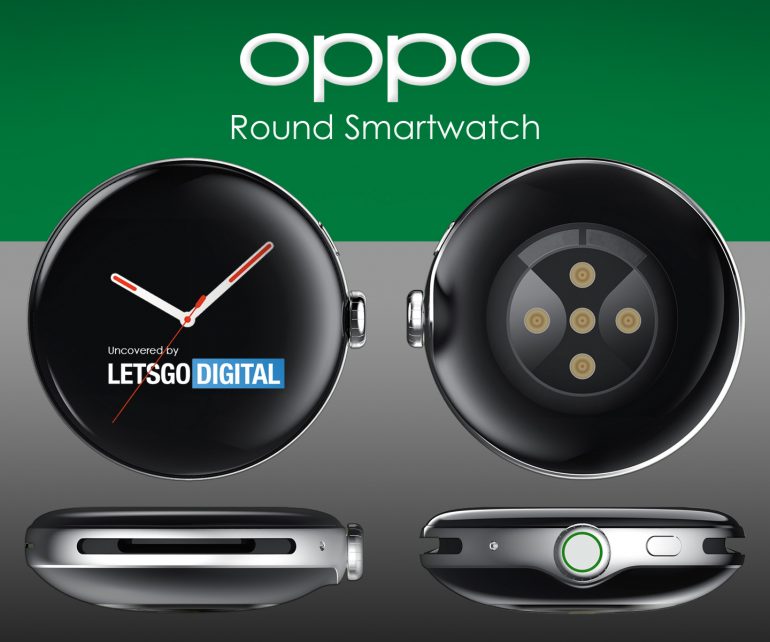 Oppo smartwatch with round watch case and 3D curved display