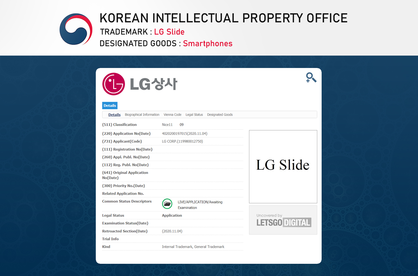 LG Slide modelnaam Korea