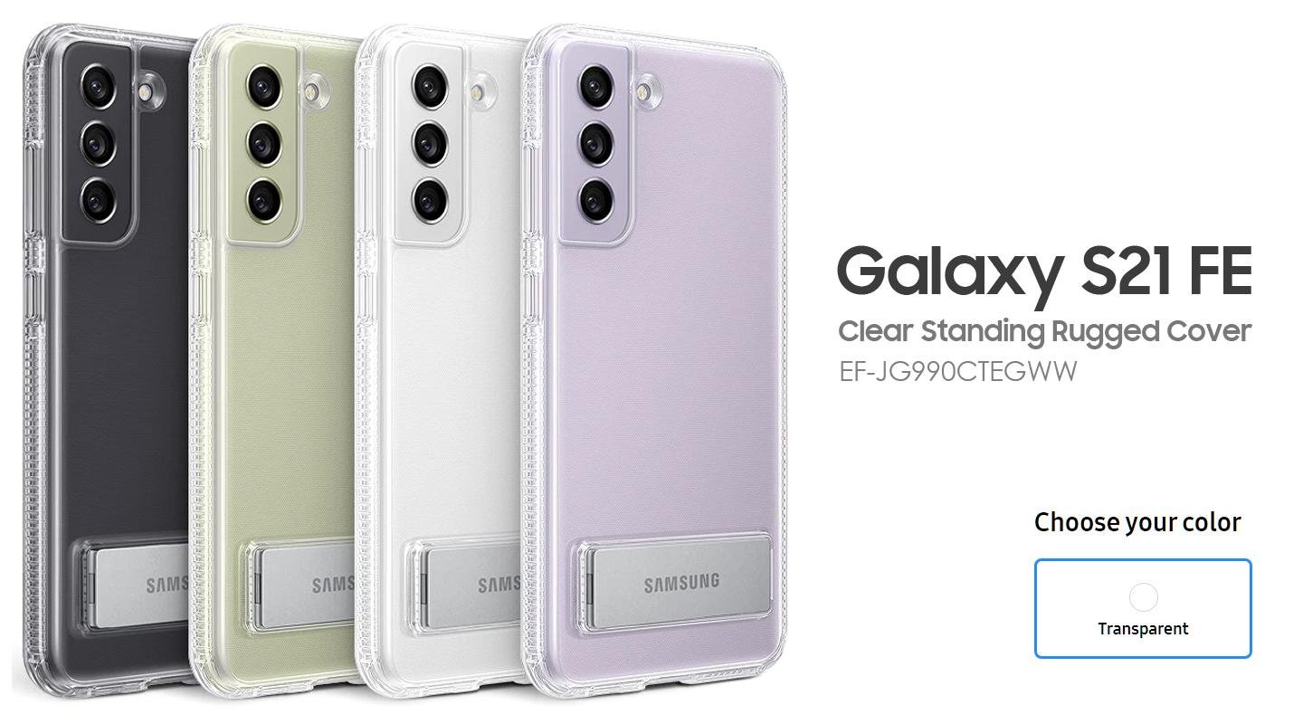 Samsung S21 FE clear standing rugged cover